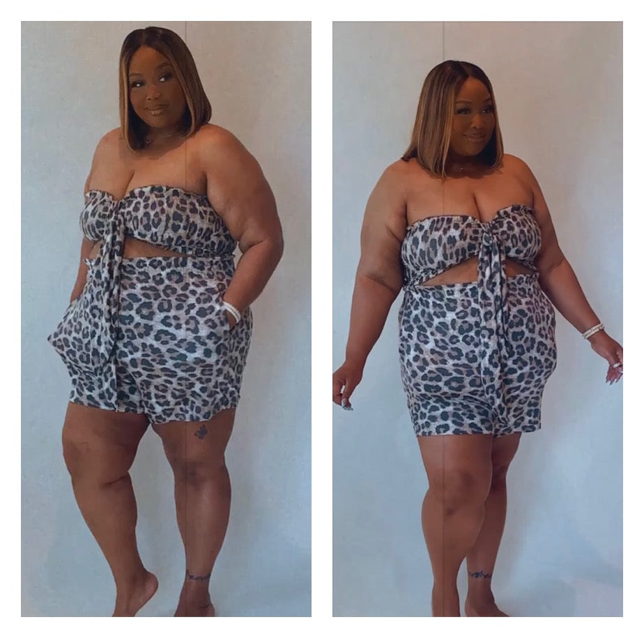 Leopard Smocked Tube Top Set